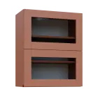 MHCHVV - 6S horní skříňka, 2 výklopy, prosklená, 730x600x300, pudrově hnědá, profil burgundy