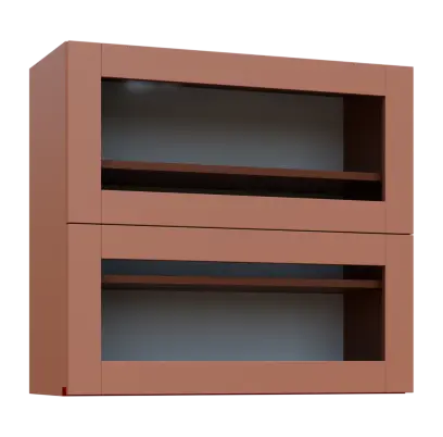MHCHVV - 8S horní skříňka, 2 výklopy, prosklená, 730x800x300, pudrově hnědá, profil burgundy