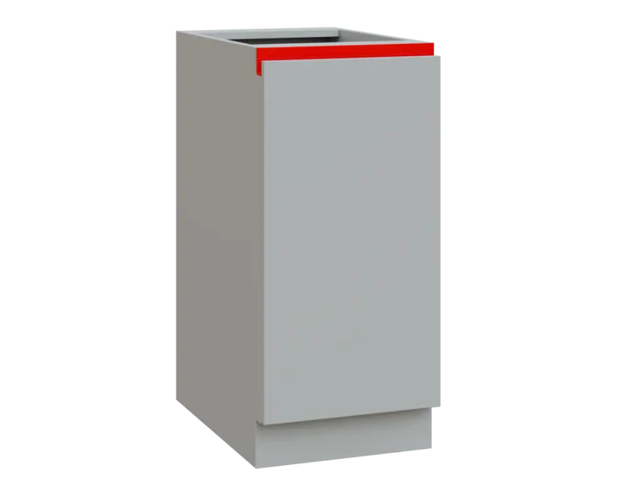 MHCS - 4D spodní skříňka, 1-dveřová, pravá, 920x400x600, světle šedá, profil červený