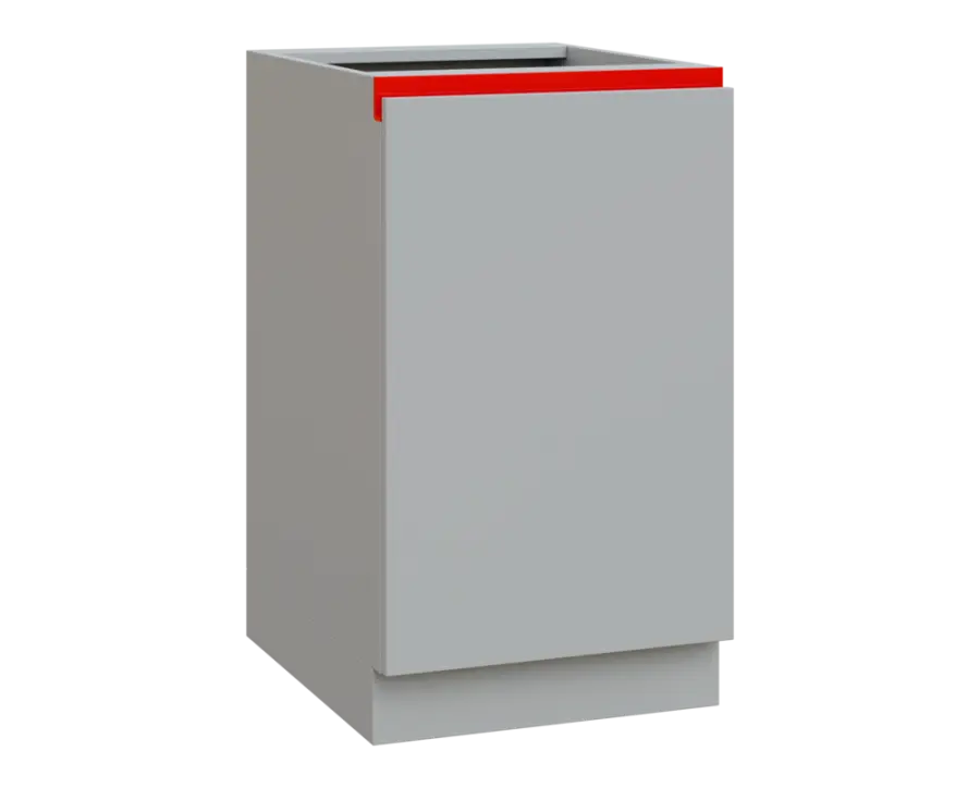 MHCS - 5D spodní skříňka, 1-dveřová, pravá, 920x500x600, světle šedá, profil červený