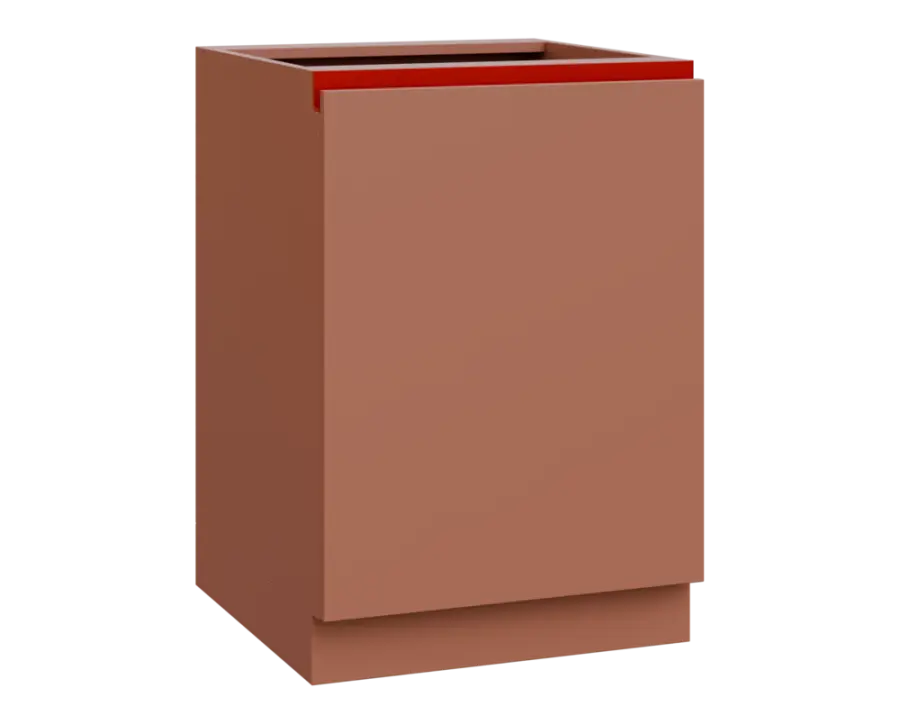 MHCS - 6D spodní skříňka, 1-dveřová, pravá, 920x600x600, pudrově hnědá, profil burgundy