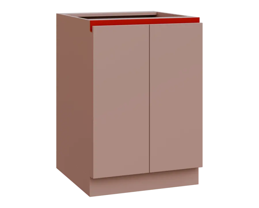 MHCS - 6D2 spodní skříňka, 2-dveřová, 920x600x600, pudrově růžová, profil burgundy