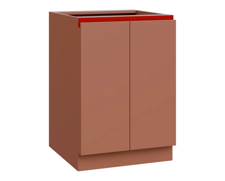 MHCS - 6D2 spodní skříňka, 2-dveřová, 920x600x600, pudrově hnědá, profil burgundy