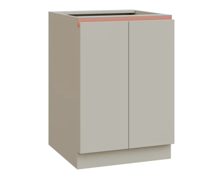 MHCS - 6D2 spodní skříňka, 2-dveřová, 920x600x600, teplá šedá, profil béžově růžový