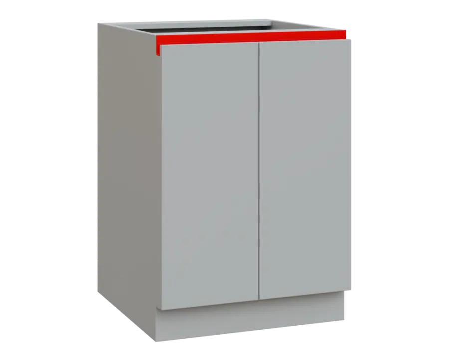 MHCS - 6D2 spodní skříňka, 2-dveřová, 920x600x600, světle šedá, profil červený