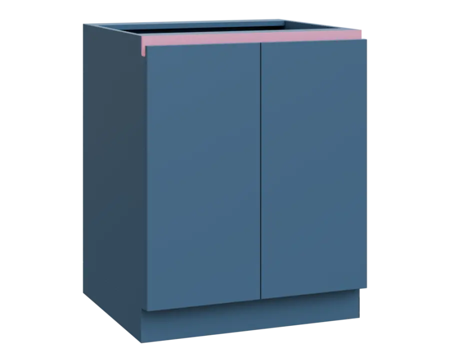 MHCS - 7D spodní skříňka, 2-dveřová, 920x700x600, šedomodrá, profil světle růžový