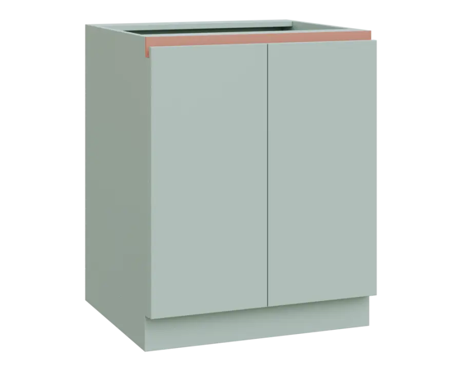 MHCS - 7D spodní skříňka, 2-dveřová, 920x700x600, šedozelinkavá, profil béžově růžový