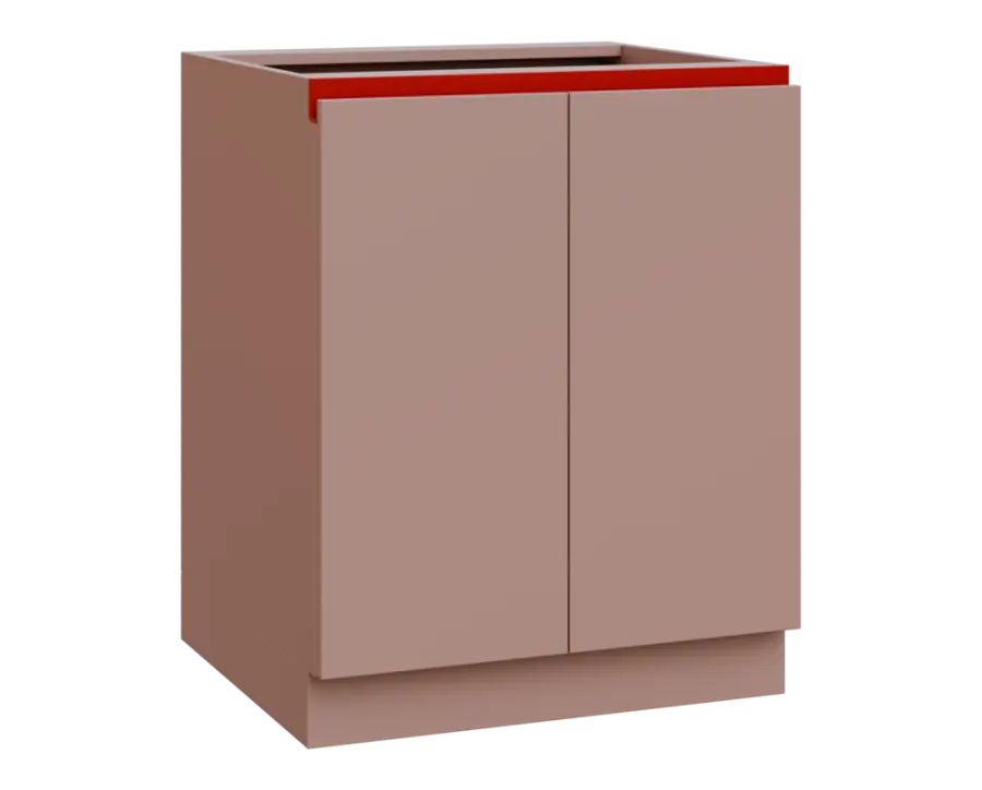 MHCS - 7D spodní skříňka, 2-dveřová, 920x700x600, pudrově růžová, profil burgundy