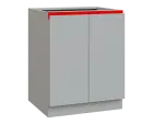 MHCS - 7D spodní skříňka, 2-dveřová, 920x700x600, světle šedá, profil červený