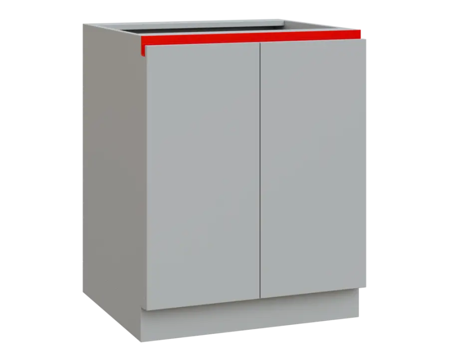 MHCS - 7D spodní skříňka, 2-dveřová, 920x700x600, světle šedá, profil červený