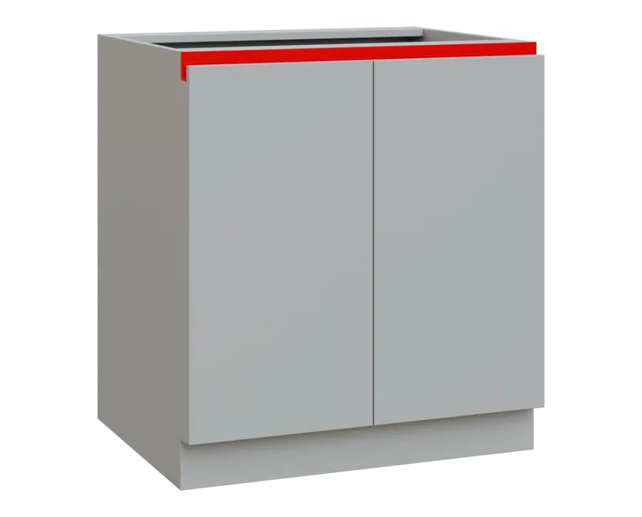 MHCS - 8D spodní skříňka, 2-dveřová, 920x800x600, světle šedá, profil červený