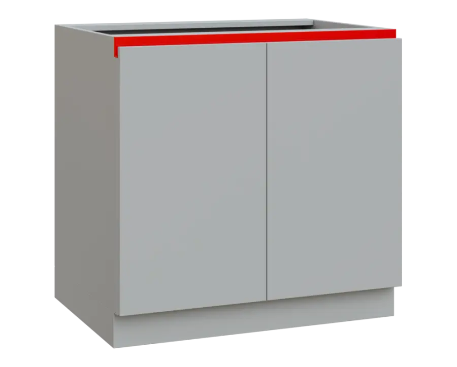 MHCS - 9D spodní skříňka, 2-dveřová, 920x900x600, světle šedá, profil červený