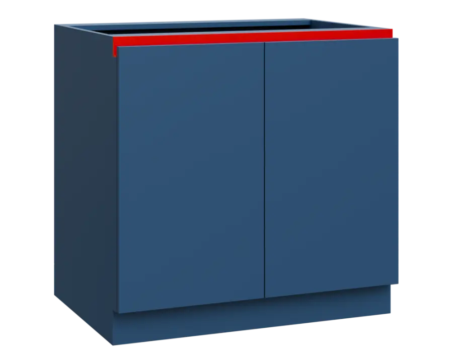 MHCS - 9D spodní skříňka, 2-dveřová, 920x900x600, hlubinná modrá, profil červený