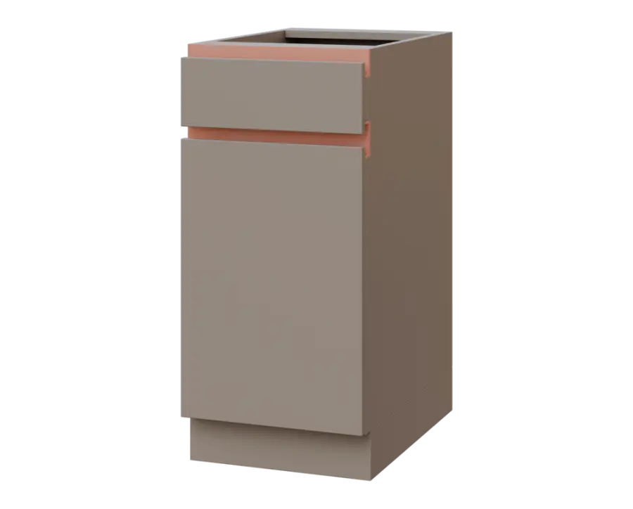 MHCS - 4DZ spodní skříňka, 1-dveřová, 1-zásuvková, levá, 920x400x600, taupe hnědá, profil béžově růž