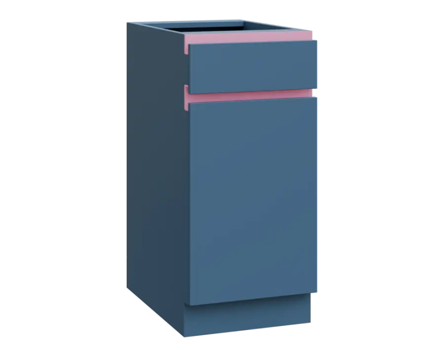 MHCS - 4DZ spodní skříňka, 1-dveřová, 1-zásuvková, pravá, 920x400x600, šedomodrá, profil světle růžo