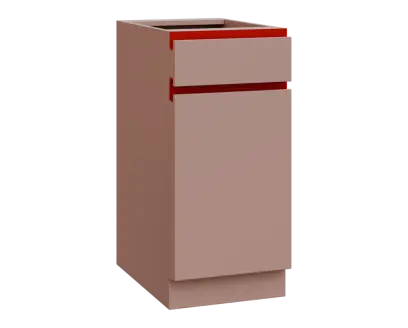 MHCS - 4DZ spodní skříňka, 1-dveřová, 1-zásuvková, pravá, 920x400x600, pudrově růžová, profil burgundy