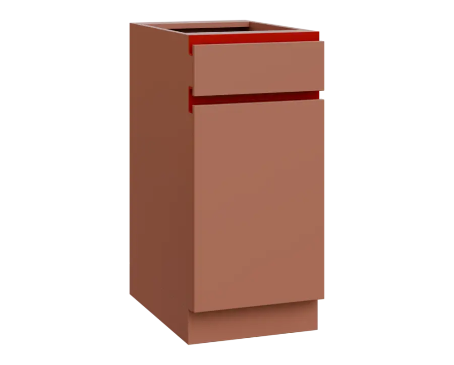 MHCS - 4DZ spodní skříňka, 1-dveřová, 1-zásuvková, pravá, 920x400x600, pudrově hnědá, profil burgund