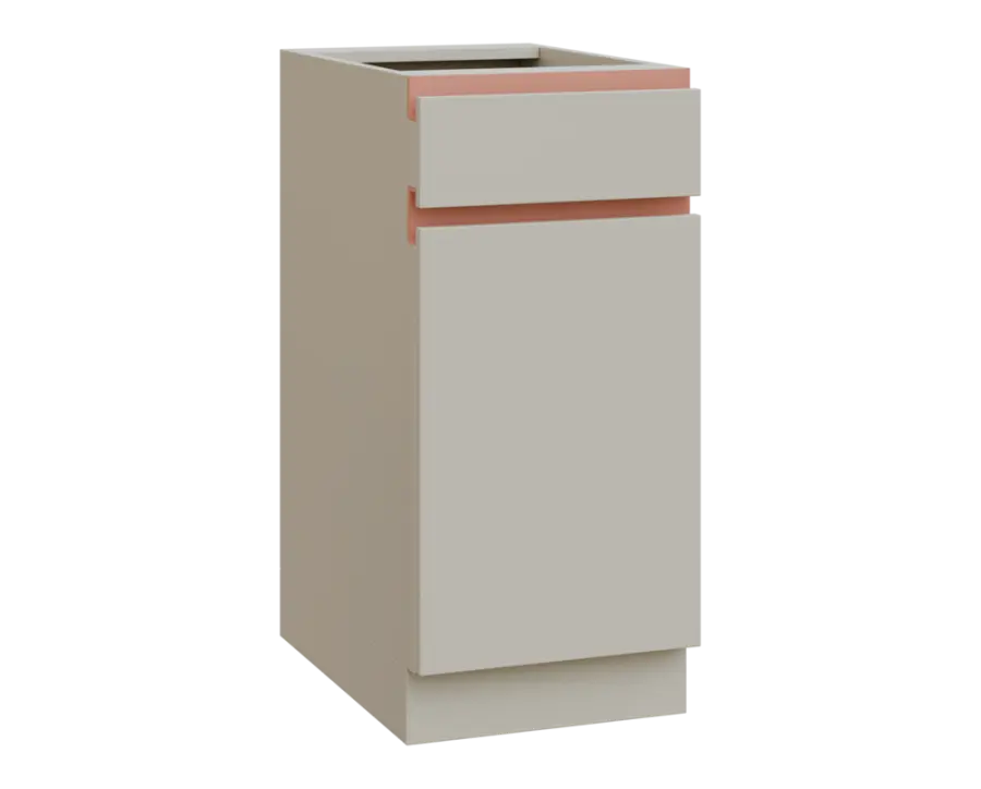 MHCS - 4DZ spodní skříňka, 1-dveřová, 1-zásuvková, pravá, 920x400x600, teplá šedá, profil béžově růž