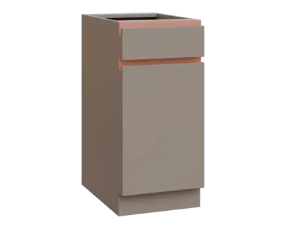 MHCS - 4DZ spodní skříňka, 1-dveřová, 1-zásuvková, pravá, 920x400x600, taupe hnědá, profil béžově růžový