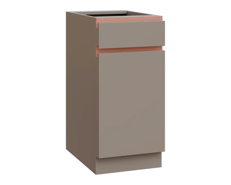 MHCS - 4DZ spodní skříňka, 1-dveřová, 1-zásuvková, pravá, 920x400x600, taupe hnědá, profil béžově rů