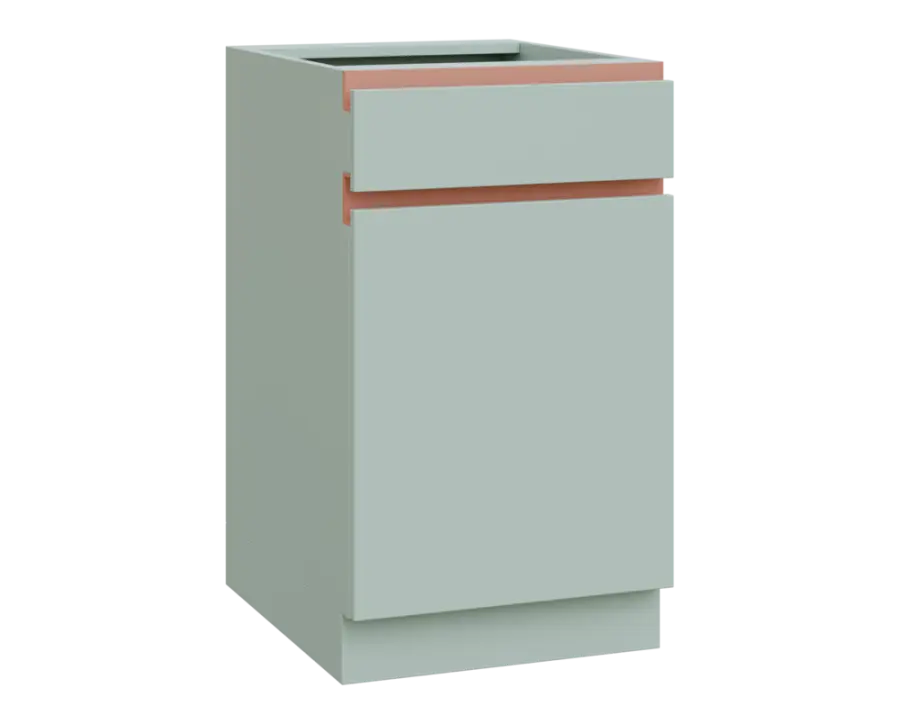 MHCS - 5DZ spodní skříňka, 1-dveřová, 1-zásuvková, pravá, 920x500x600, šedozelinkavá, profil béžově
