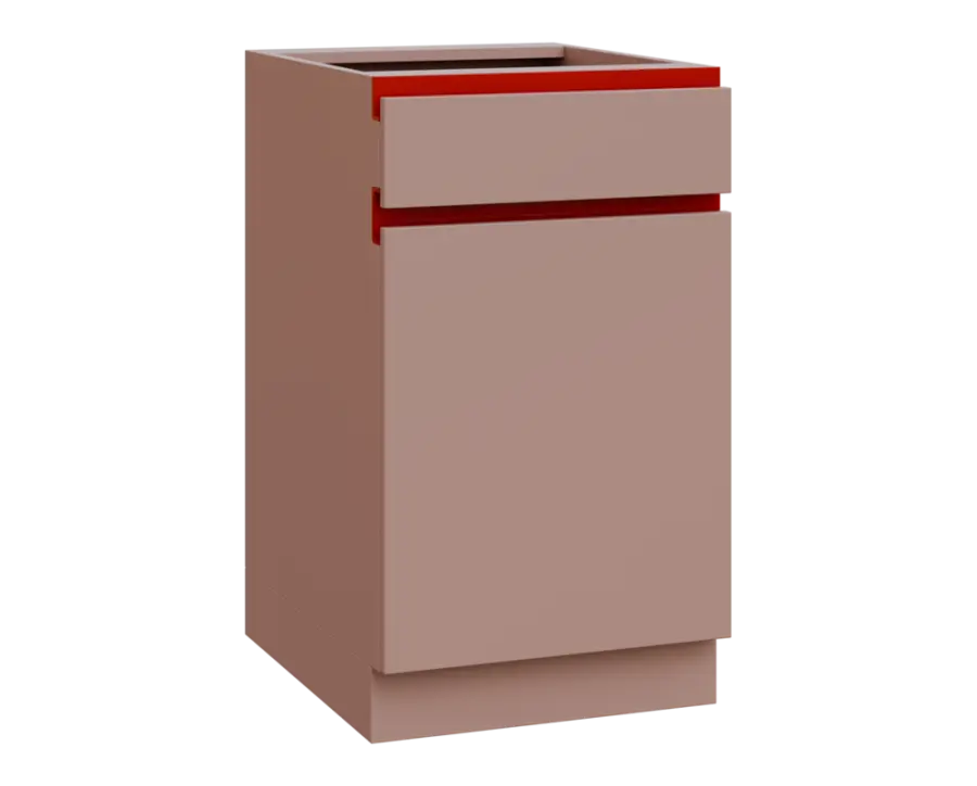 MHCS - 5DZ spodní skříňka, 1-dveřová, 1-zásuvková, pravá, 920x500x600, pudrově růžová, profil burgun