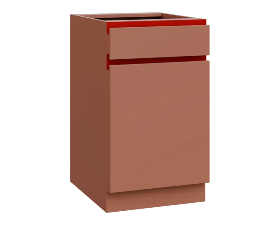 MHCS - 5DZ spodní skříňka, 1-dveřová, 1-zásuvková, pravá, 920x500x600, pudrově hnědá, profil burgund