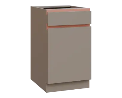 MHCS - 5DZ spodní skříňka, 1-dveřová, 1-zásuvková, pravá, 920x500x600, taupe hnědá, profil béžově růžový