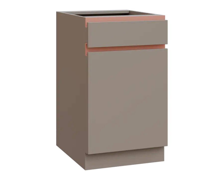 MHCS - 5DZ spodní skříňka, 1-dveřová, 1-zásuvková, pravá, 920x500x600, taupe hnědá, profil béžově rů