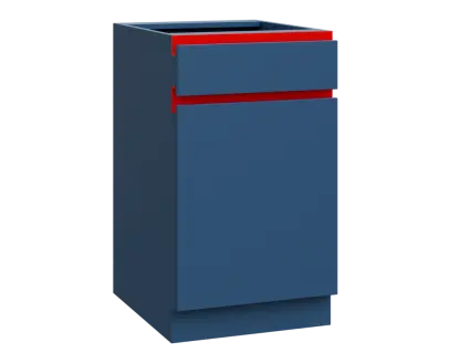 MHCS - 5DZ spodní skříňka, 1-dveřová, 1-zásuvková, pravá, 920x500x600, hlubinná modrá, profil červen MHCS - 5DZ spodní skříňka, 1-dveřová, 1-zásuvková, pravá, 920x500x600, hlubinná modrá, profil červený