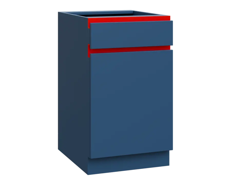 MHCS - 5DZ spodní skříňka, 1-dveřová, 1-zásuvková, pravá, 920x500x600, hlubinná modrá, profil červen