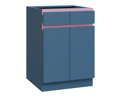 MHCS - 6DZ2 spodní skříňka, 2-dveřová, 2-zásuvková, 920x600x600, šedomodrá, profil světle růžový