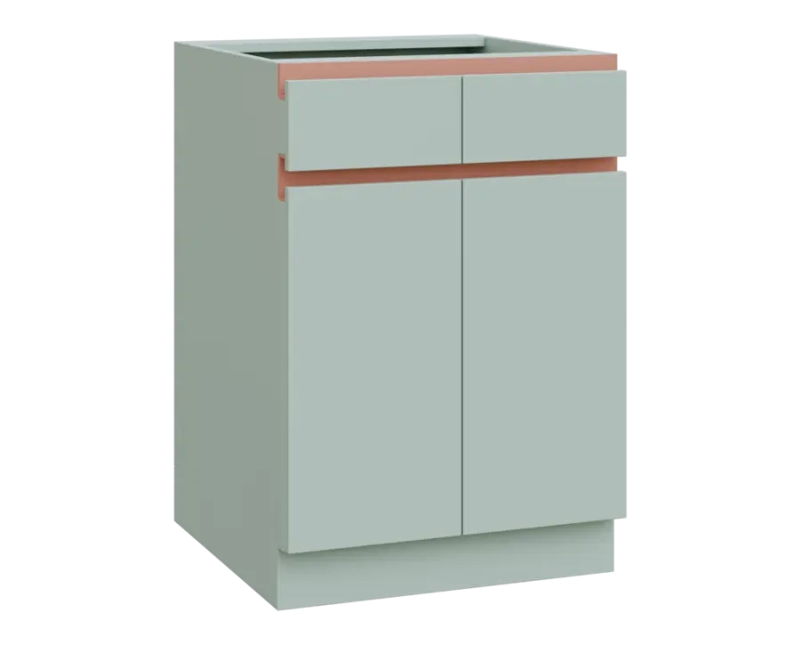 MHCS - 6DZ2 spodní skříňka, 2-dveřová, 2-zásuvková, 920x600x600, šedozelinkavá, profil béžově růžový