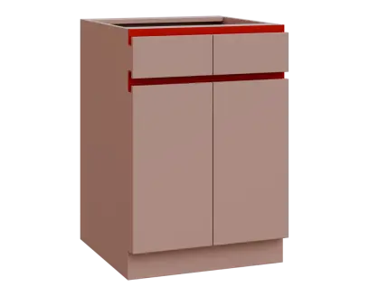 MHCS - 6DZ2 spodní skříňka, 2-dveřová, 2-zásuvková, 920x600x600, pudrově růžová, profil burgundy