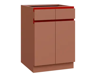 MHCS - 6DZ2 spodní skříňka, 2-dveřová, 2-zásuvková, 920x600x600, pudrově hnědá, profil burgundy