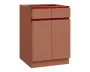 MHCS - 6DZ2 spodní skříňka, 2-dveřová, 2-zásuvková, 920x600x600, pudrově hnědá, profil burgundy