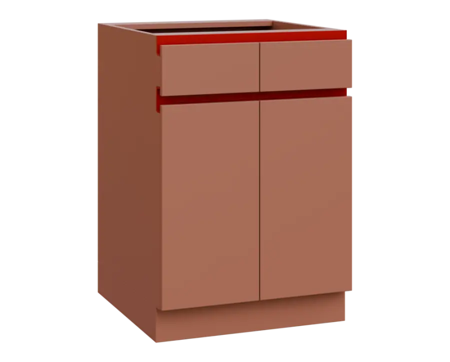 MHCS - 6DZ2 spodní skříňka, 2-dveřová, 2-zásuvková, 920x600x600, pudrově hnědá, profil burgundy