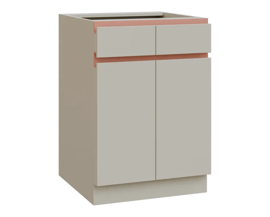 MHCS - 6DZ2 spodní skříňka, 2-dveřová, 2-zásuvková, 920x600x600, teplá šedá, profil béžově růžový