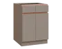 MHCS - 6DZ2 spodní skříňka, 2-dveřová, 2-zásuvková, 920x600x600, taupe hnědá, profil béžově růžový