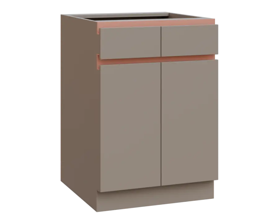 MHCS - 6DZ2 spodní skříňka, 2-dveřová, 2-zásuvková, 920x600x600, taupe hnědá, profil béžově růžový