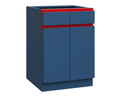 MHCS - 6DZ2 spodní skříňka, 2-dveřová, 2-zásuvková, 920x600x600, hlubinná modrá, profil červený