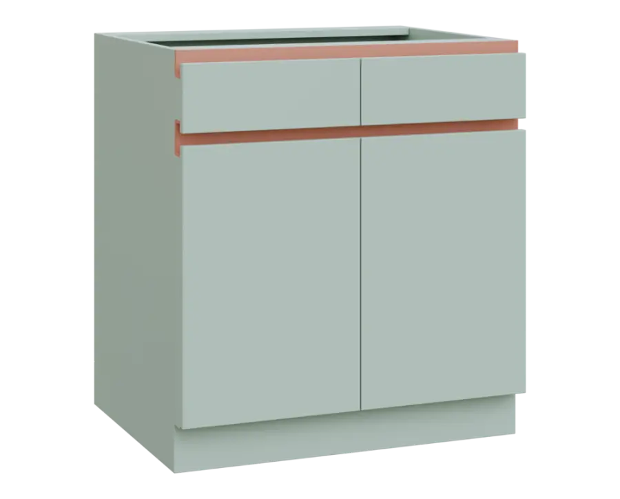MHCS - 8DZ2 spodní skříňka, 2-dveřová, 2-zásuvková, 920x800x600, šedozelinkavá, profil béžově růžový