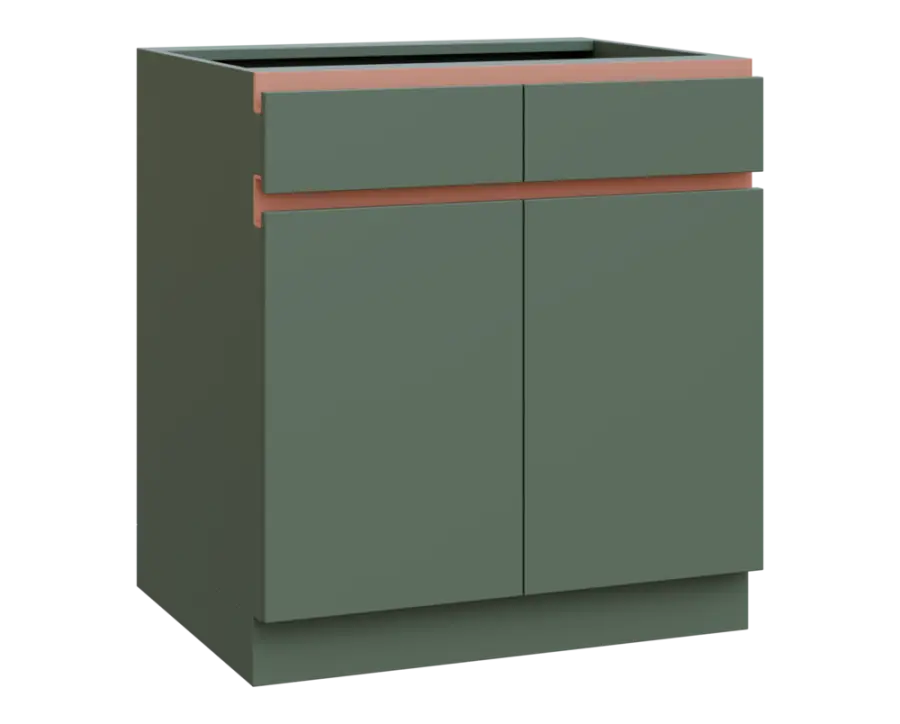 MHCS - 8DZ2 spodní skříňka, 2-dveřová, 2-zásuvková, 920x800x600, agáve zelená, profil béžově růžový
