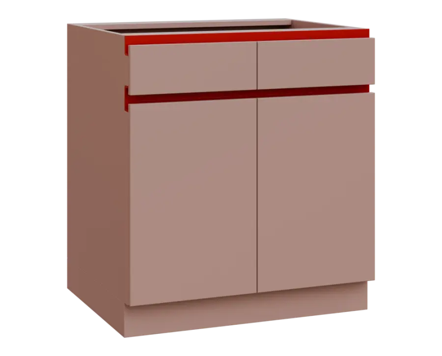 MHCS - 8DZ2 spodní skříňka, 2-dveřová, 2-zásuvková, 920x800x600, pudrově růžová, profil burgundy