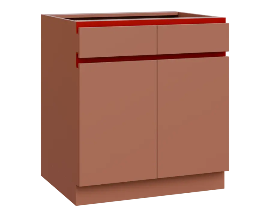 MHCS - 8DZ2 spodní skříňka, 2-dveřová, 2-zásuvková, 920x800x600, pudrově hnědá, profil burgundy