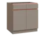 MHCS - 8DZ2 spodní skříňka, 2-dveřová, 2-zásuvková, 920x800x600, taupe hnědá, profil béžově růžový