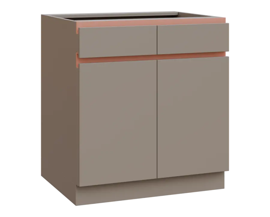 MHCS - 8DZ2 spodní skříňka, 2-dveřová, 2-zásuvková, 920x800x600, taupe hnědá, profil béžově růžový