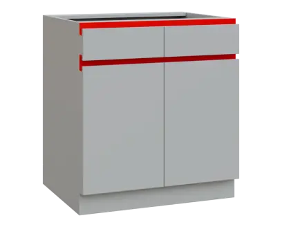 MHCS - 8DZ2 spodní skříňka, 2-dveřová, 2-zásuvková, 920x800x600, světle šedá, profil červený MHCS - 8DZ2 spodní skříňka, 2-dveřová, 2-zásuvková, 920x800x600, světle šedá, profil červený