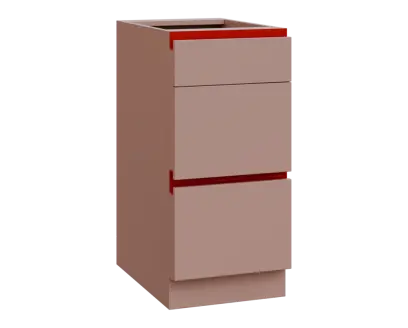 MHCS - 4Z33 spodní skříňka, 3-zásuvková, 920x400x600, pudrově růžová, profil burgundy
