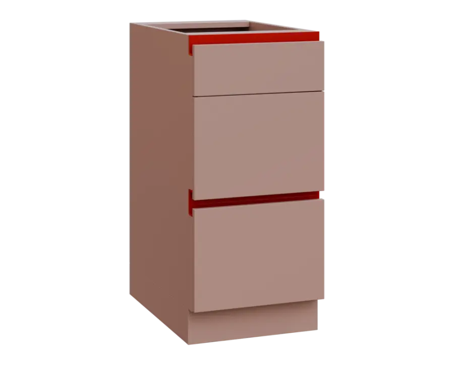 MHCS - 4Z33 spodní skříňka, 3-zásuvková, 920x400x600, pudrově růžová, profil burgundy